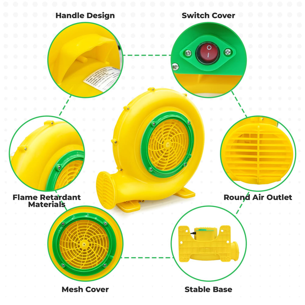 GOFAFALO blower next to hand for size comparison showing compact portability benefit