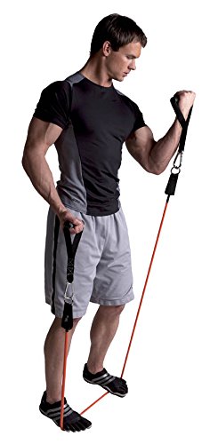 GoFit power tube attached to handle in use demonstrating safe exercise control