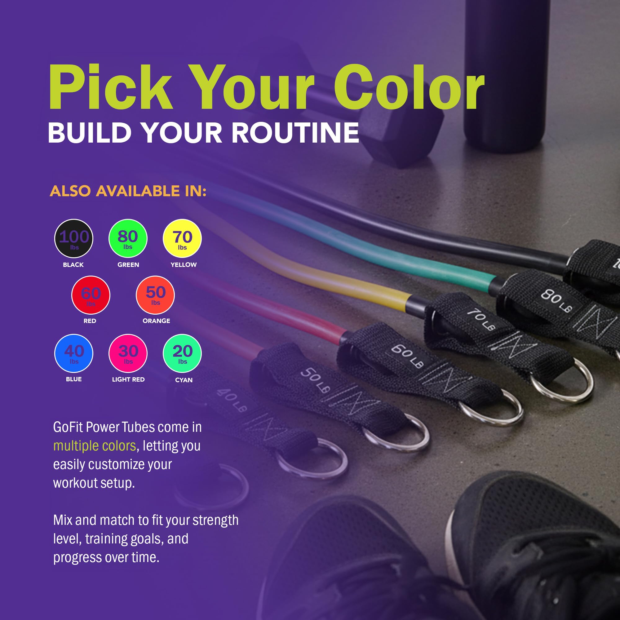 GoFit tube folded in gym bag illustrating portability and travel convenience