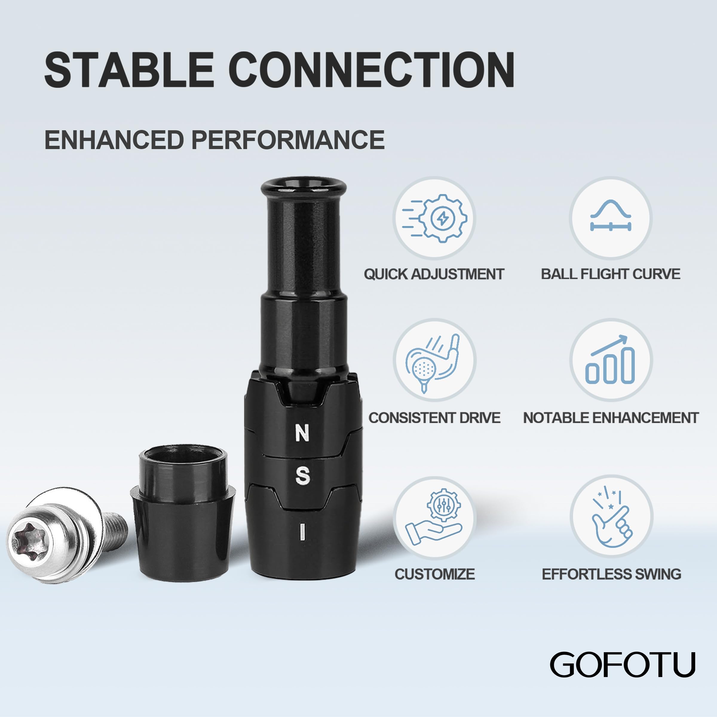 Gofotu sleeve with .335 shaft inserted showing clean interface and stability