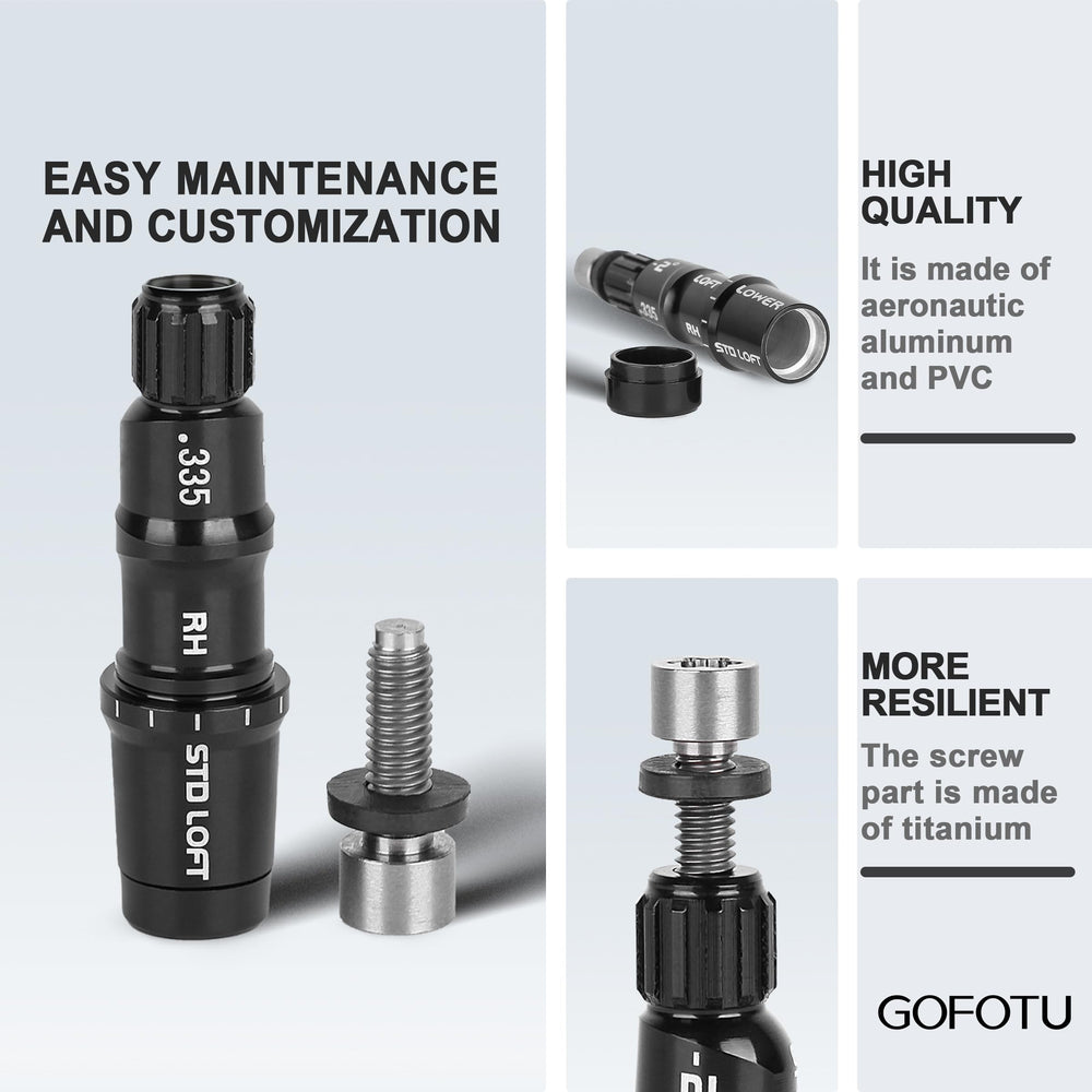 Gofotu adapter in golfer hands with club, demonstrating easy swap and on-course readiness