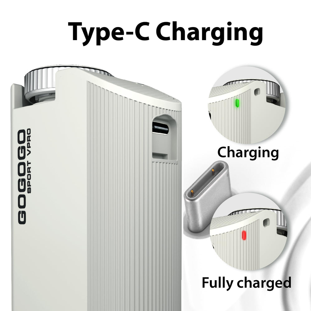 Gogogo Sport Vpro USB-C charging port view emphasizing fast rechargeable convenience
