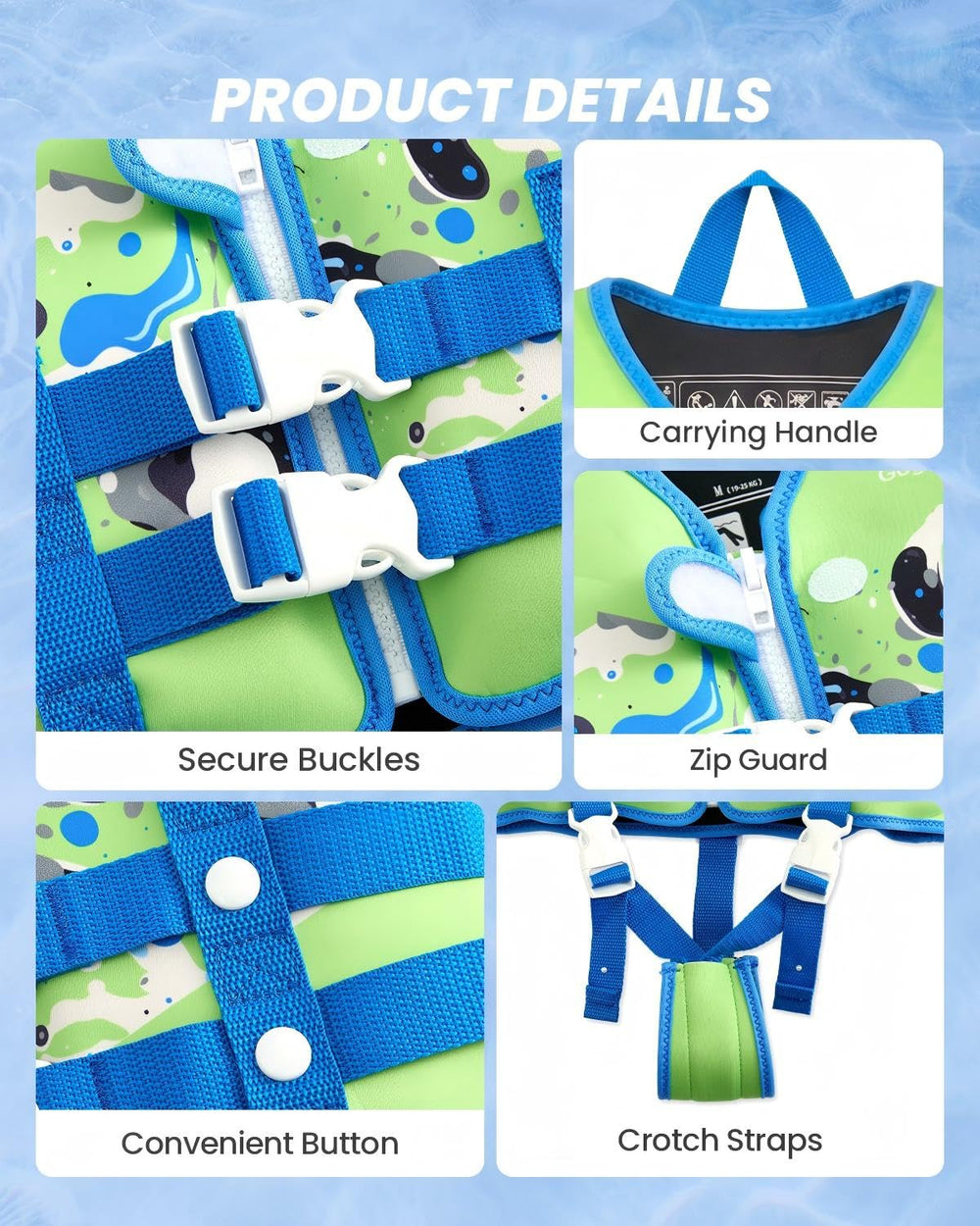 Gogokids child wearing vest in pool allowing free arm movement for lessons