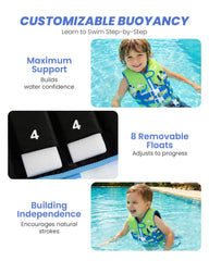 Gogokids removable foam inserts laid out to show adjustable buoyancy options