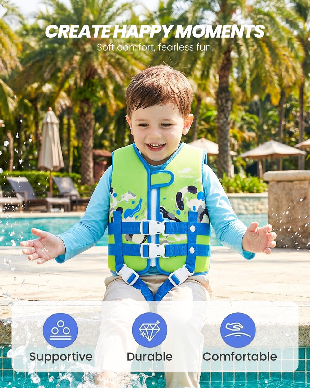 Gogokids neoprene close-up highlighting soft fabric for comfortable wear