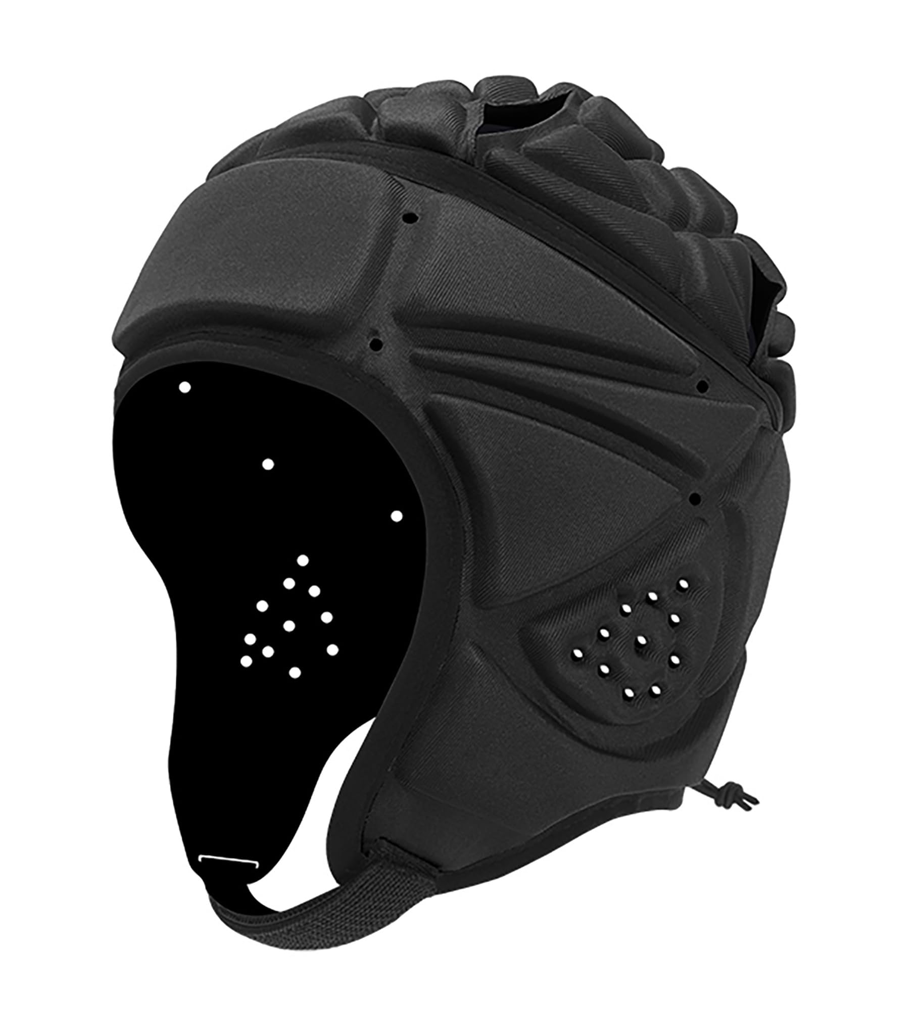GOHASPW front view of black headguard showing full coverage and visibility benefit