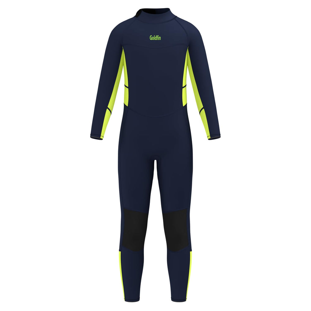 GoldFin wetsuit on child at beach showing protection during play