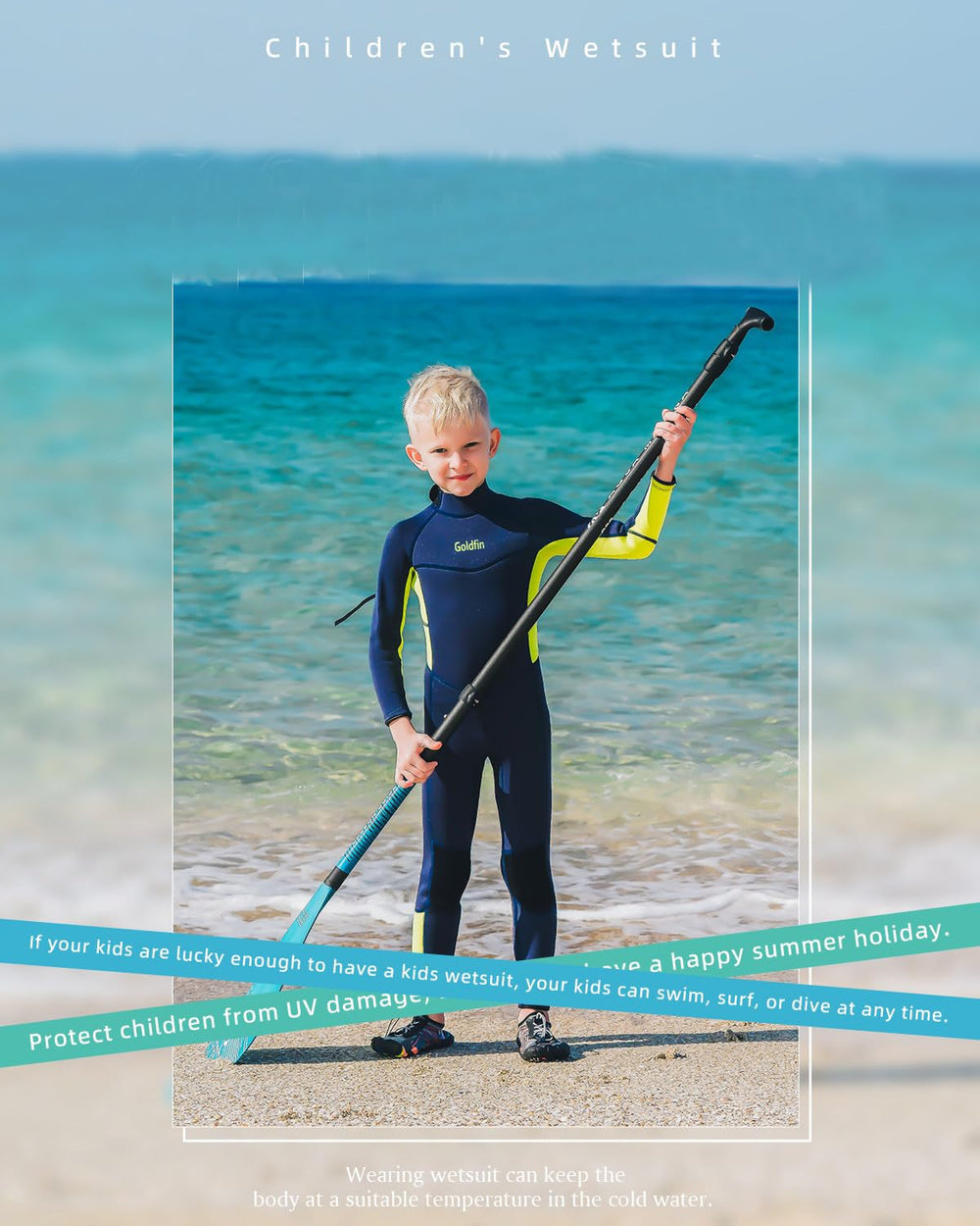 GoldFin wetsuit next to a ruler for size 16 scale and fit clarity