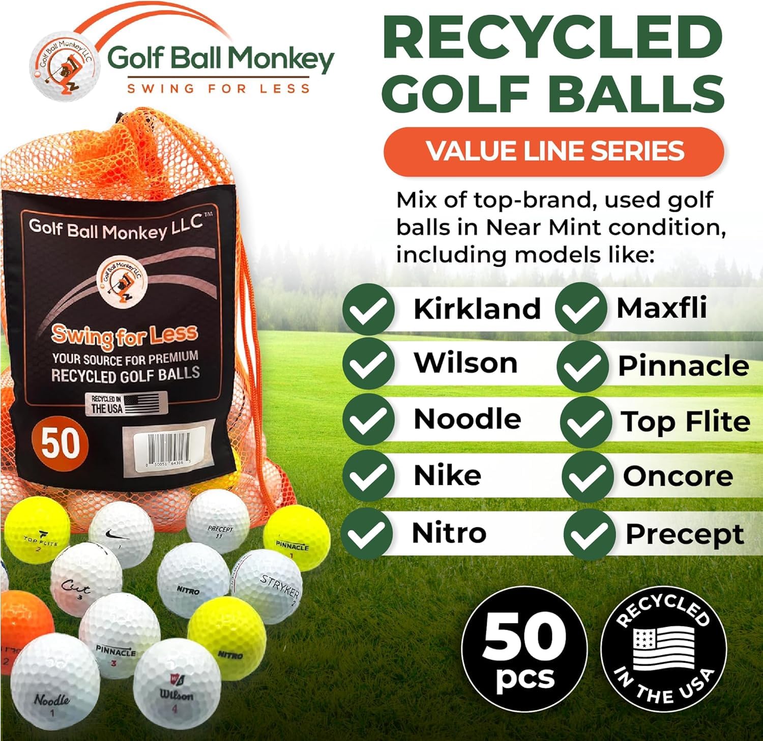 Golf Ball Monkey close-up of dimple pattern offering visible wear and reliable spin