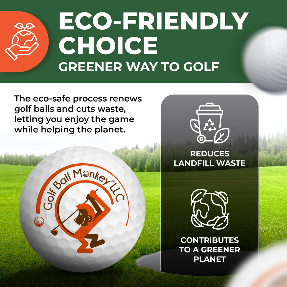 Golf Ball Monkey golfer practicing with recycled Srixon balls on range