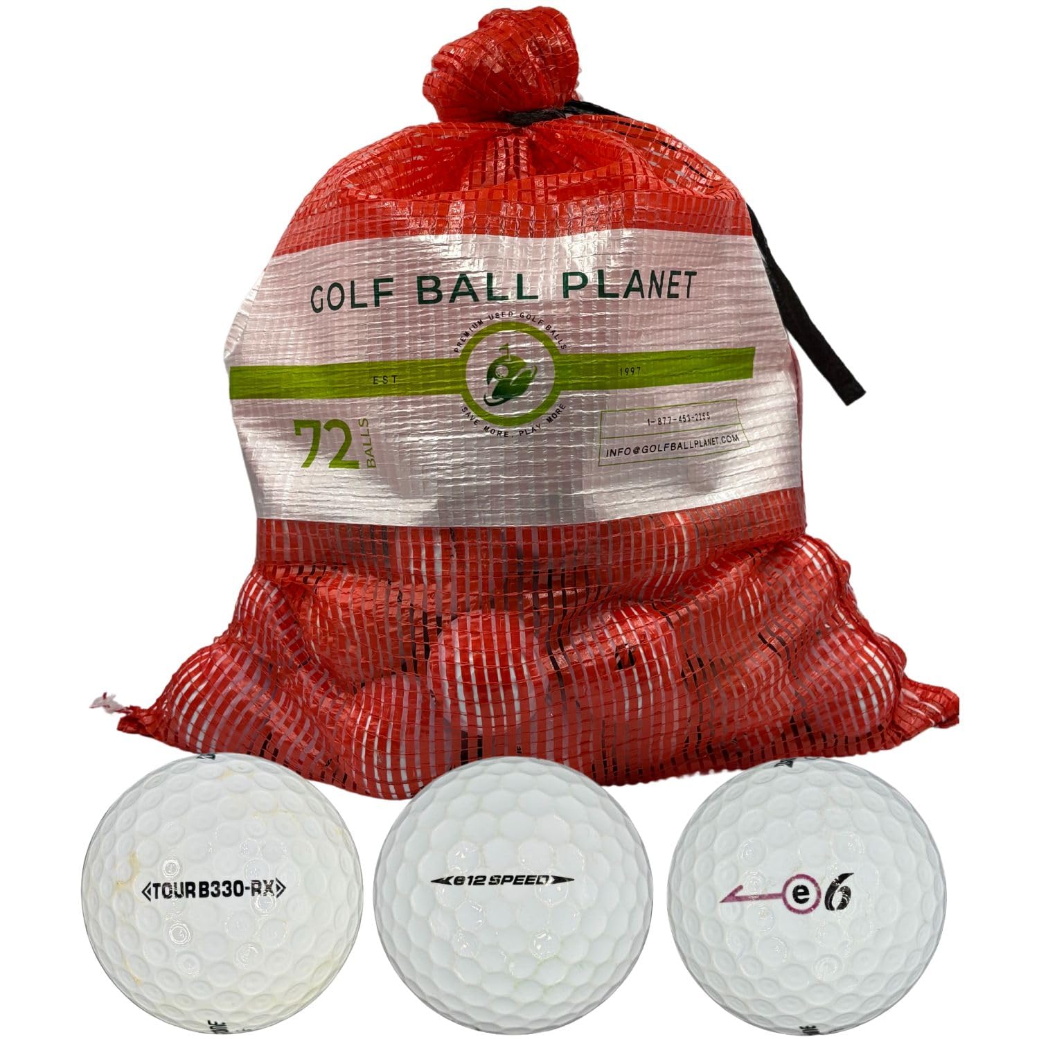 Golf Ball Planet Bridgestone front view showing bag and count for easy selection