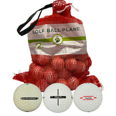 Golf Ball Planet mesh bag front view showing 72 balls and easy transport benefit
