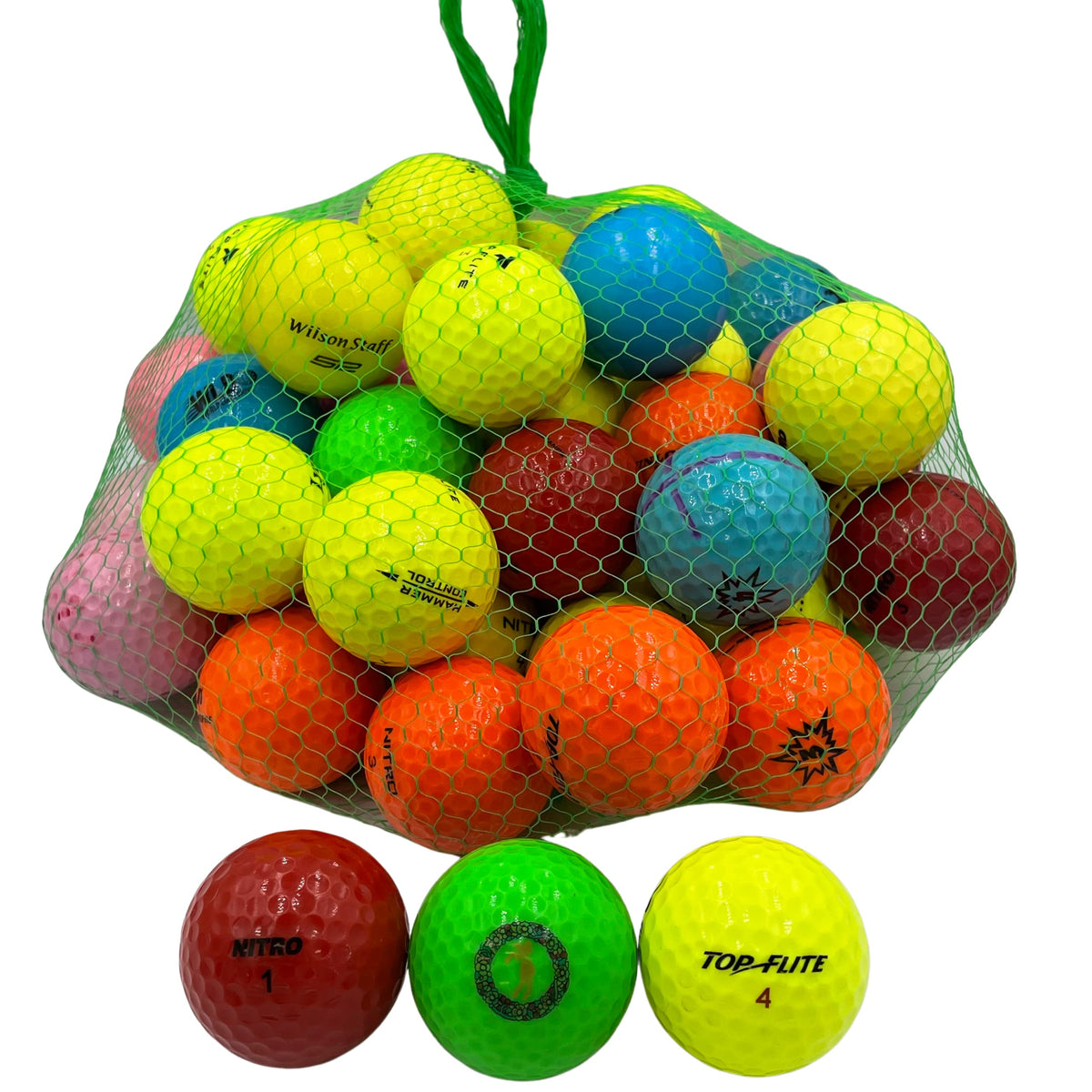 Golf Ball Planet front packaging showing 50 mixed-color near mint balls and value