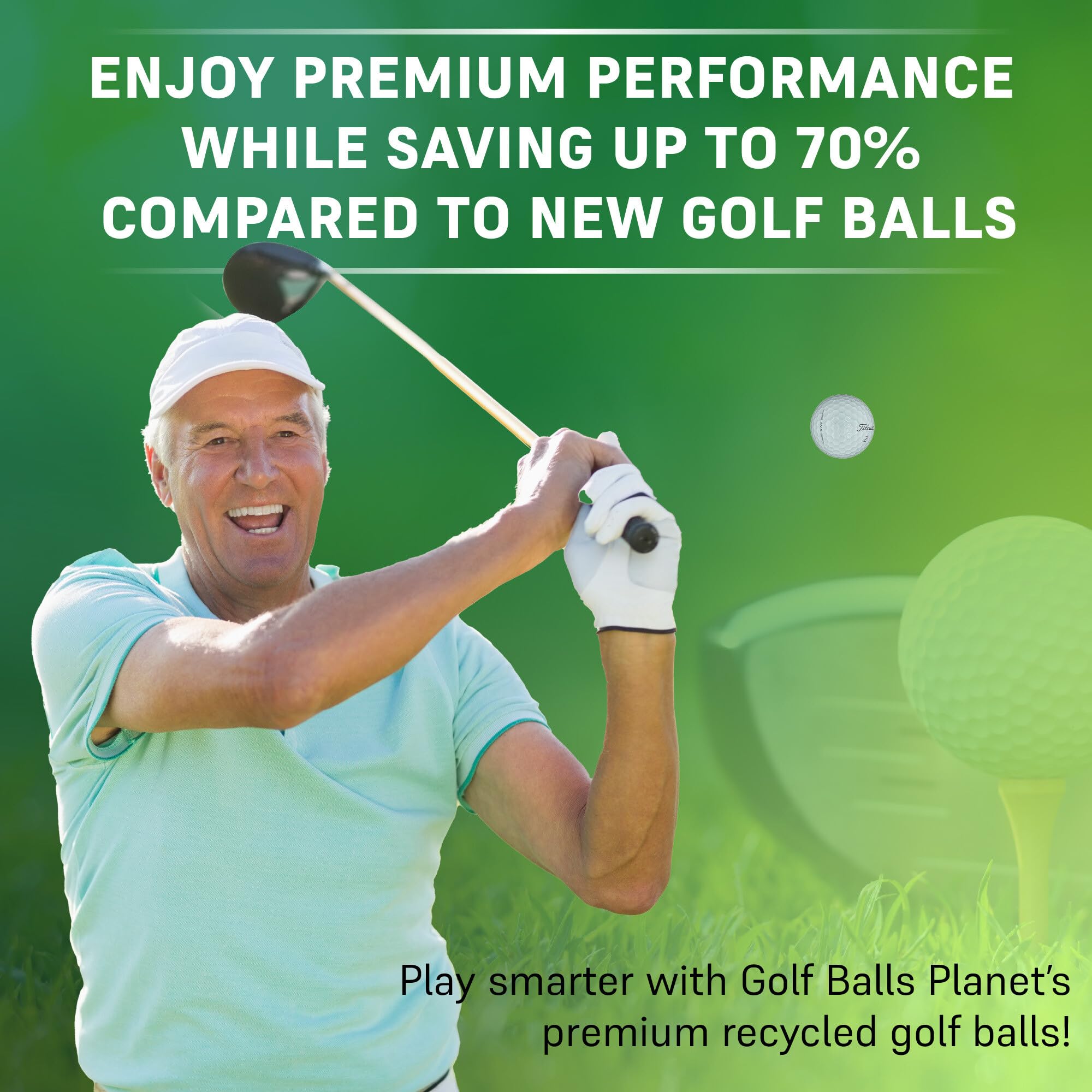 Golf Ball Planet balls beside a tee for scale to judge size and quantity