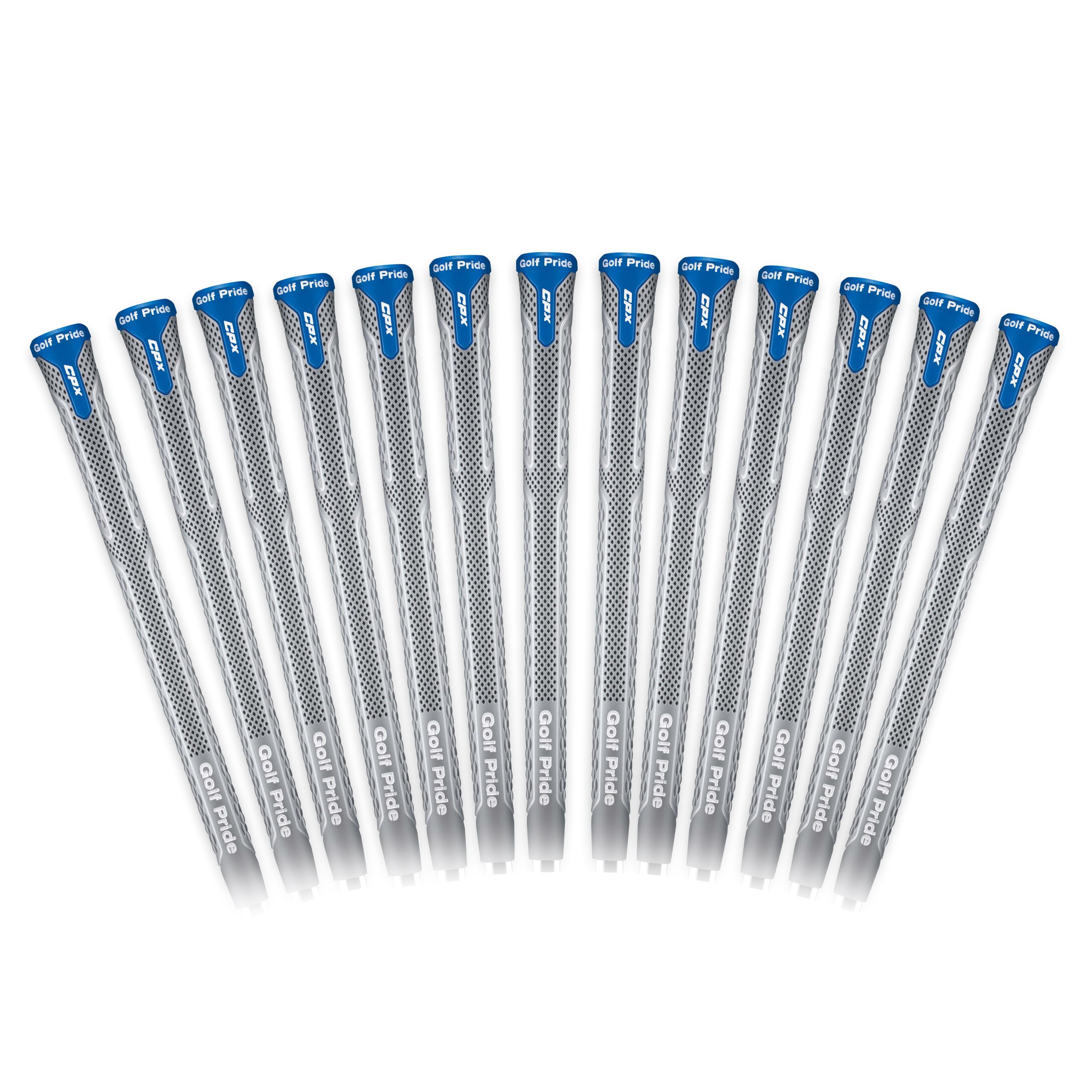 Golf Pride CPX front view showing full 13-pack grips and packaging comfort benefit