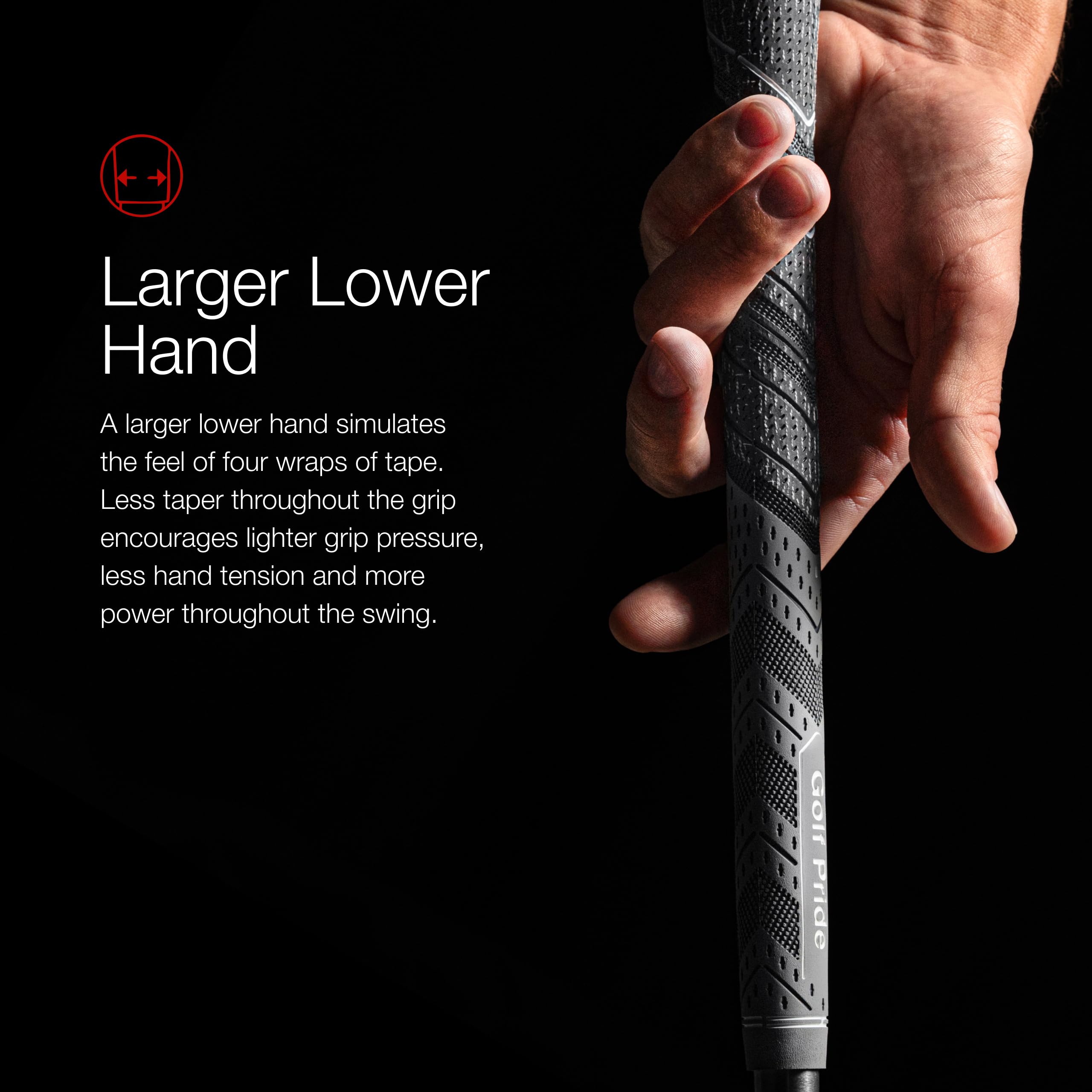 Golf Pride grip installed on a club shaft illustrating clean fit and control