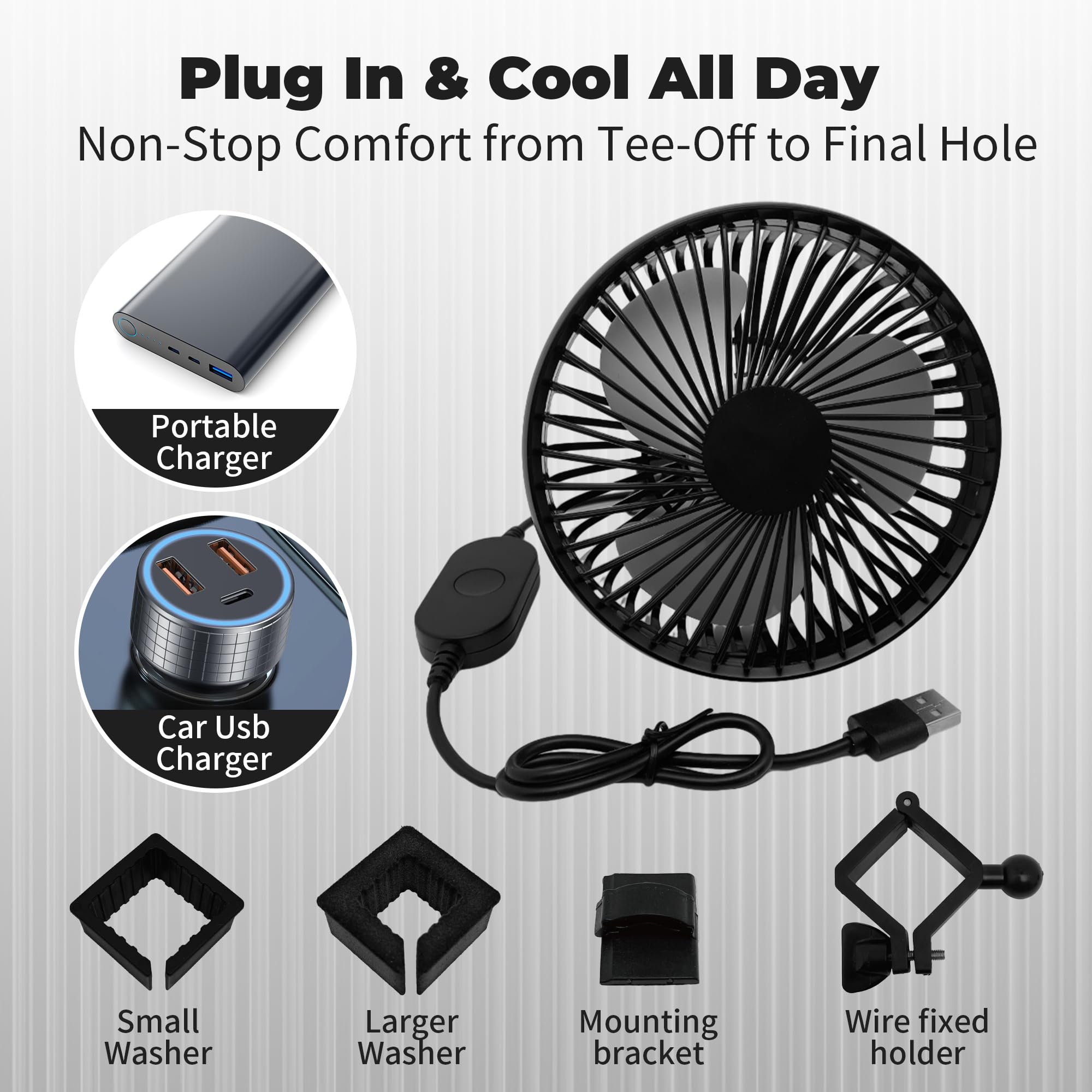 GOLFCOZER two fans on a cart delivering cooling comfort during play