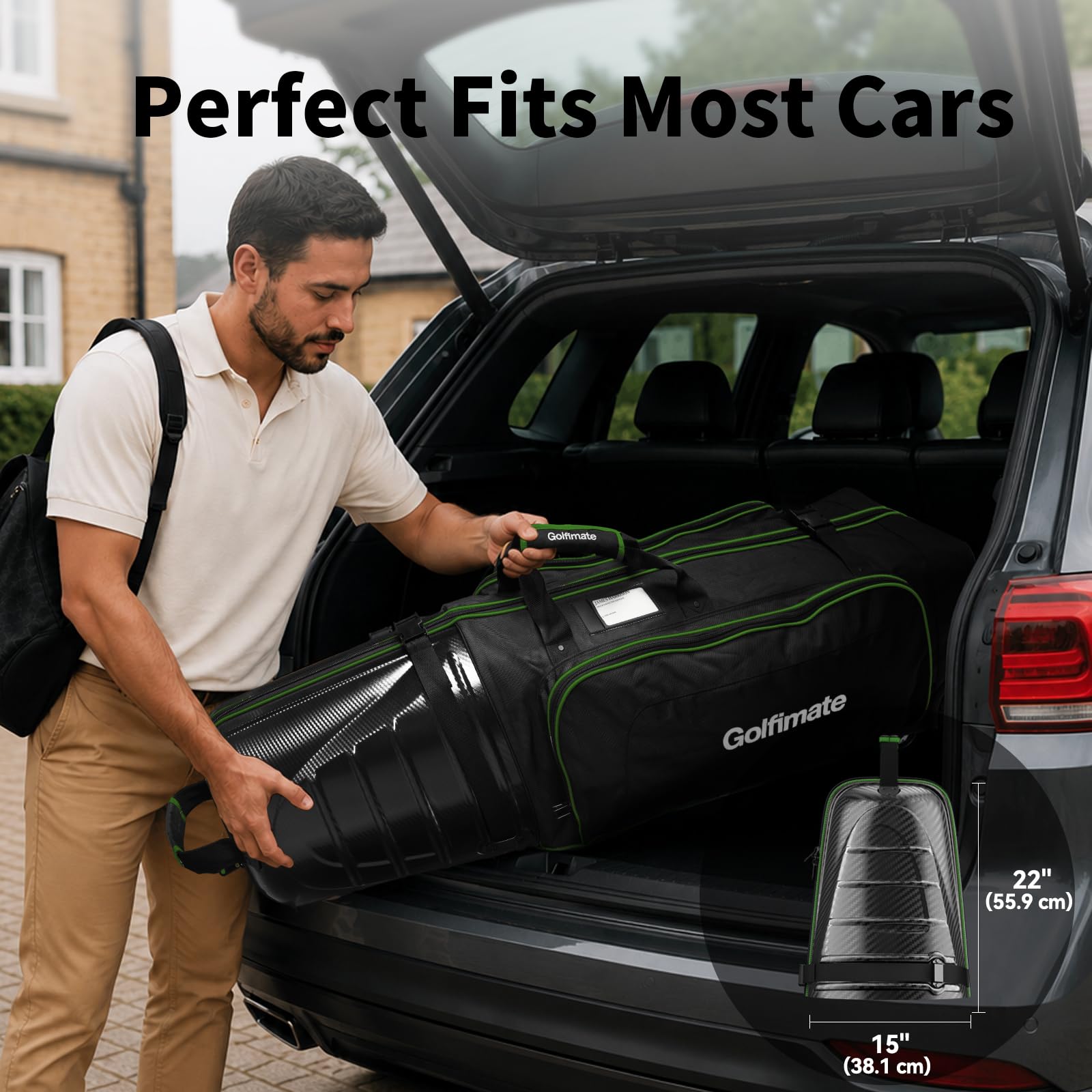 Golfimate folded flat for compact storage saving space in trunks and lockers