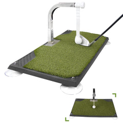 Golfupp front view trainer showing full mat and adjustable height - stable practice setup