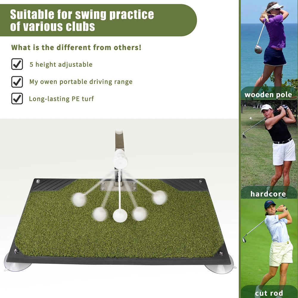 Golfupp scale with clubs comparing trainer size to irons for clear spatial understanding