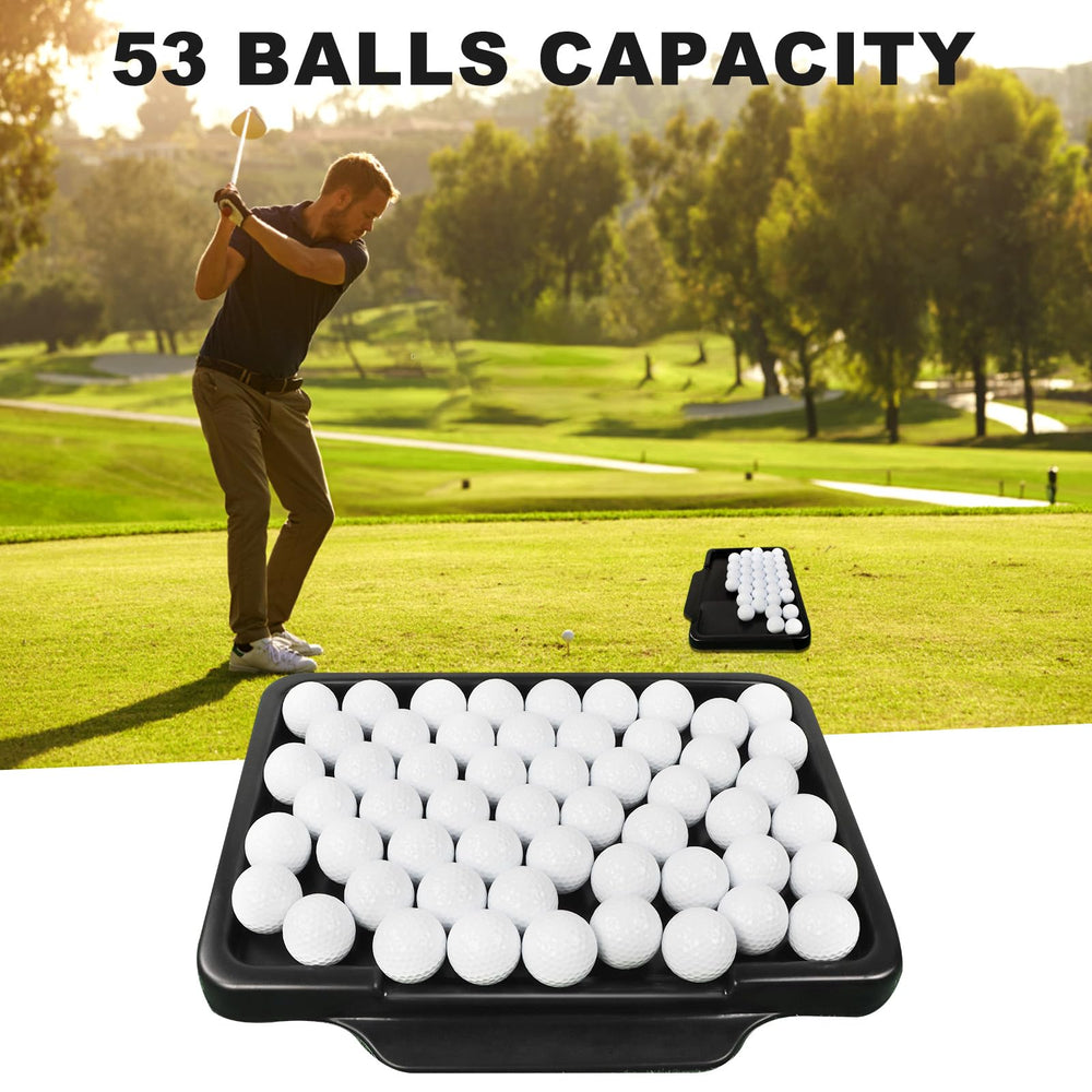 Golfupp tray on outdoor range with golfer demonstrating durable use