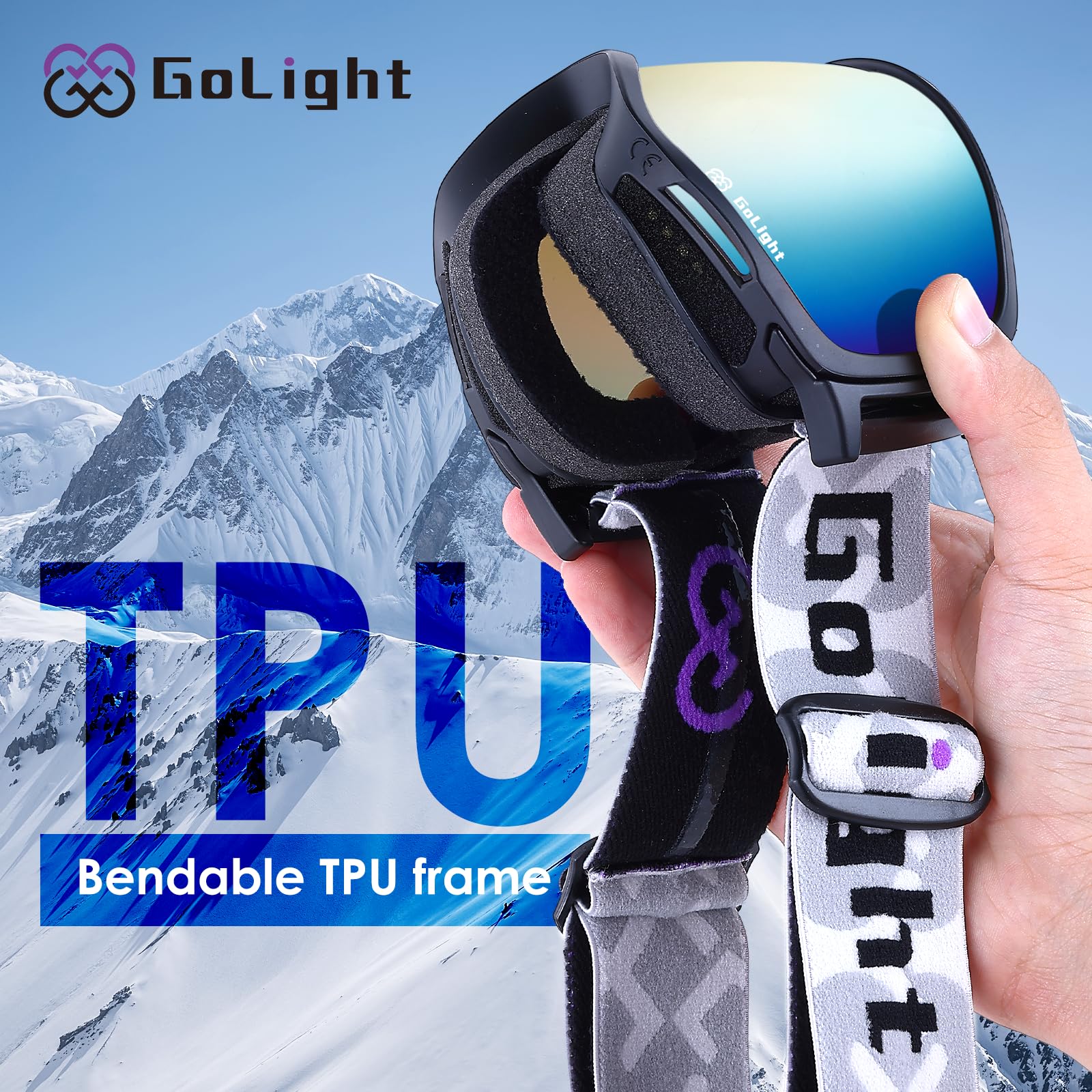GoLight flexible TPU frame being bent showing durability and light weight