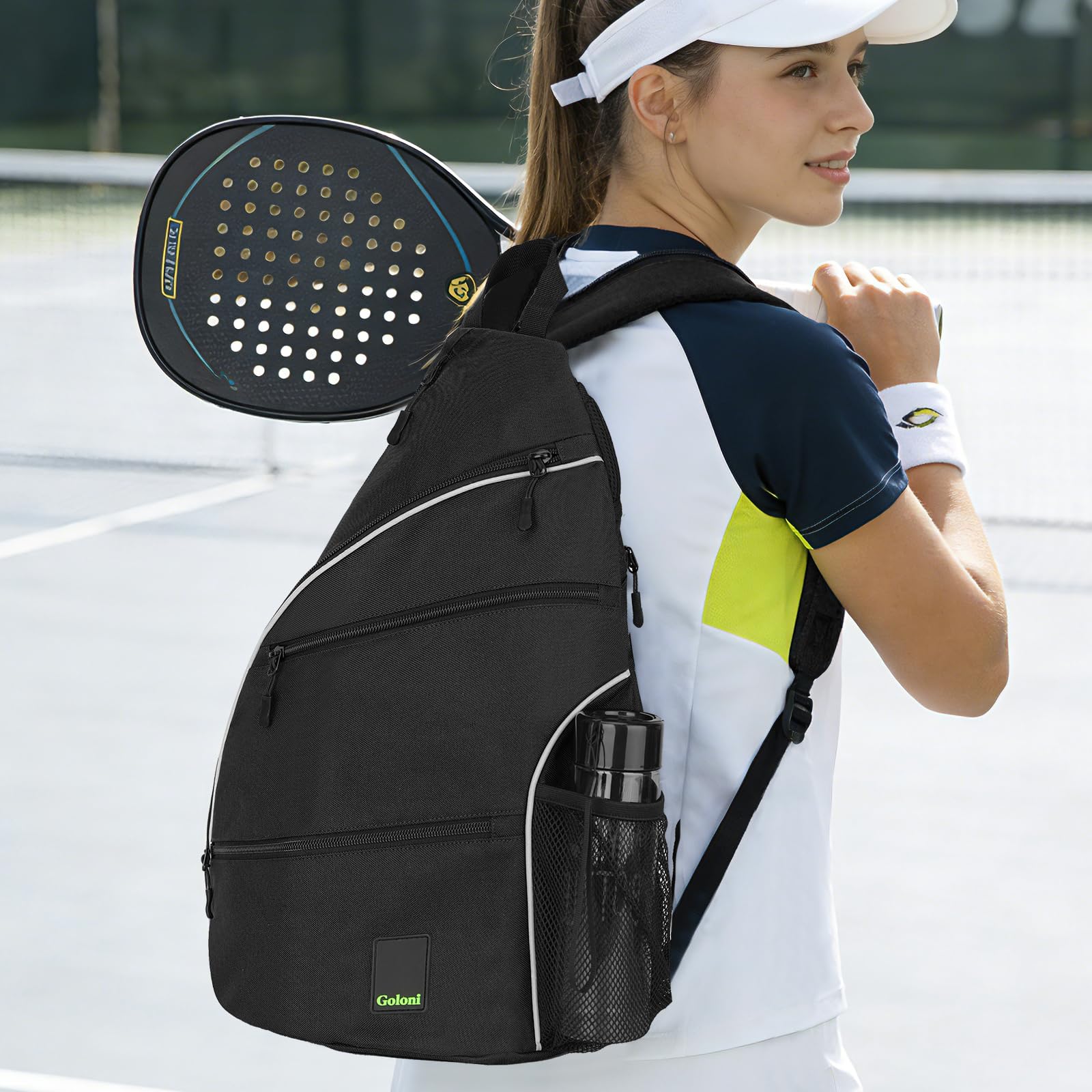 Goloni back view showing padded straps and cushion for comfortable long-carry support
