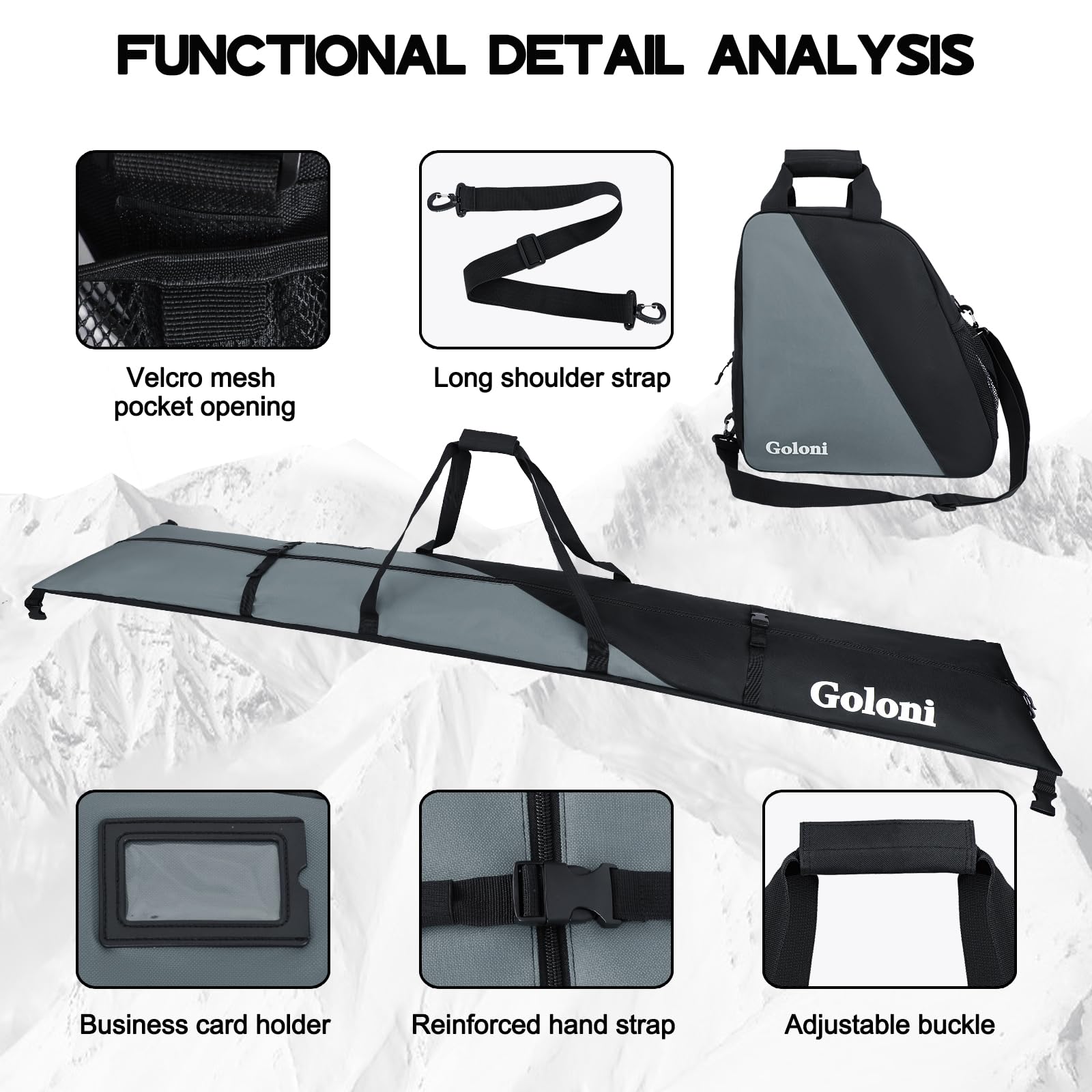 Goloni boot bag open with helmet and goggles showing organized storage and gear protection