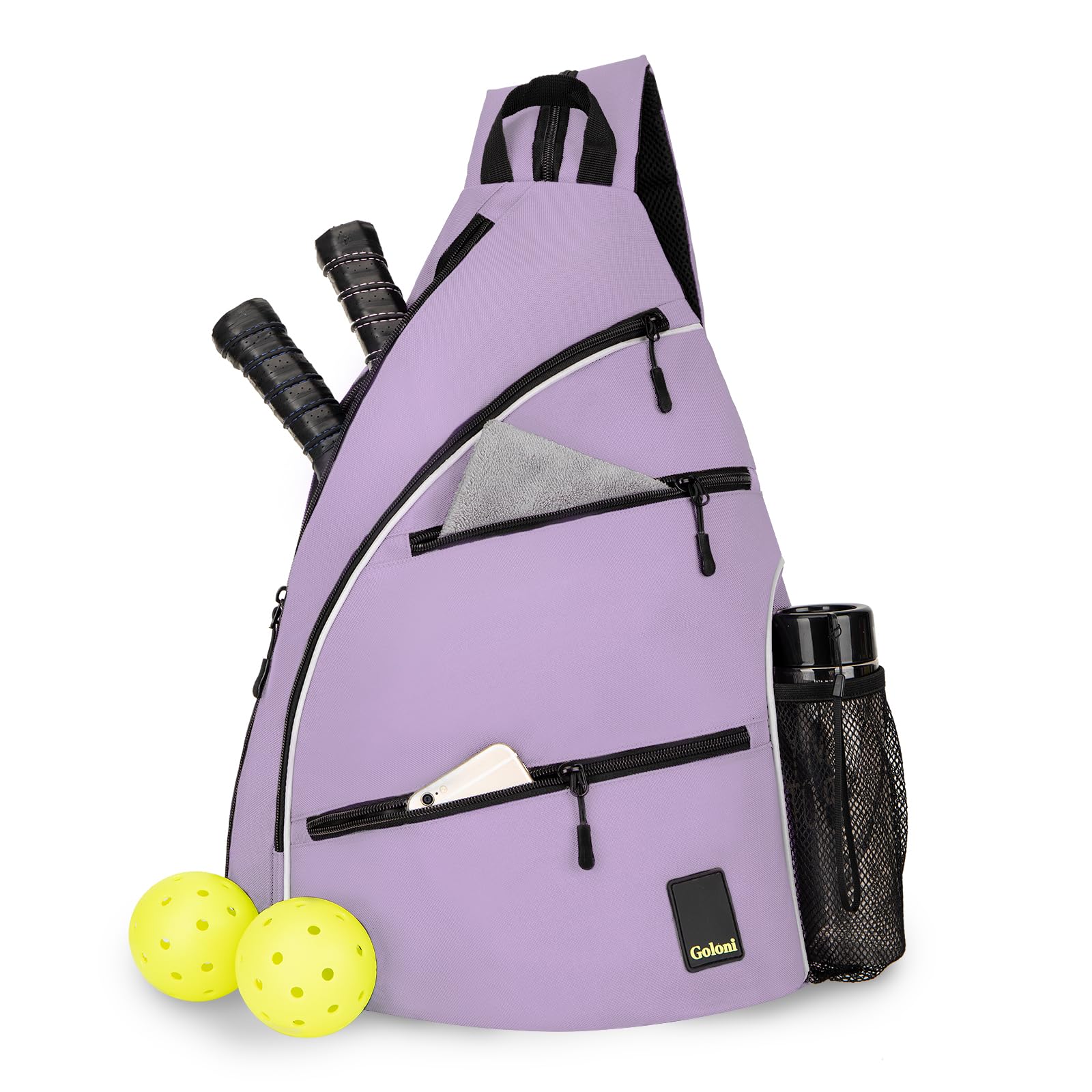 Goloni front view of bag showing pockets and color, easy organization benefit