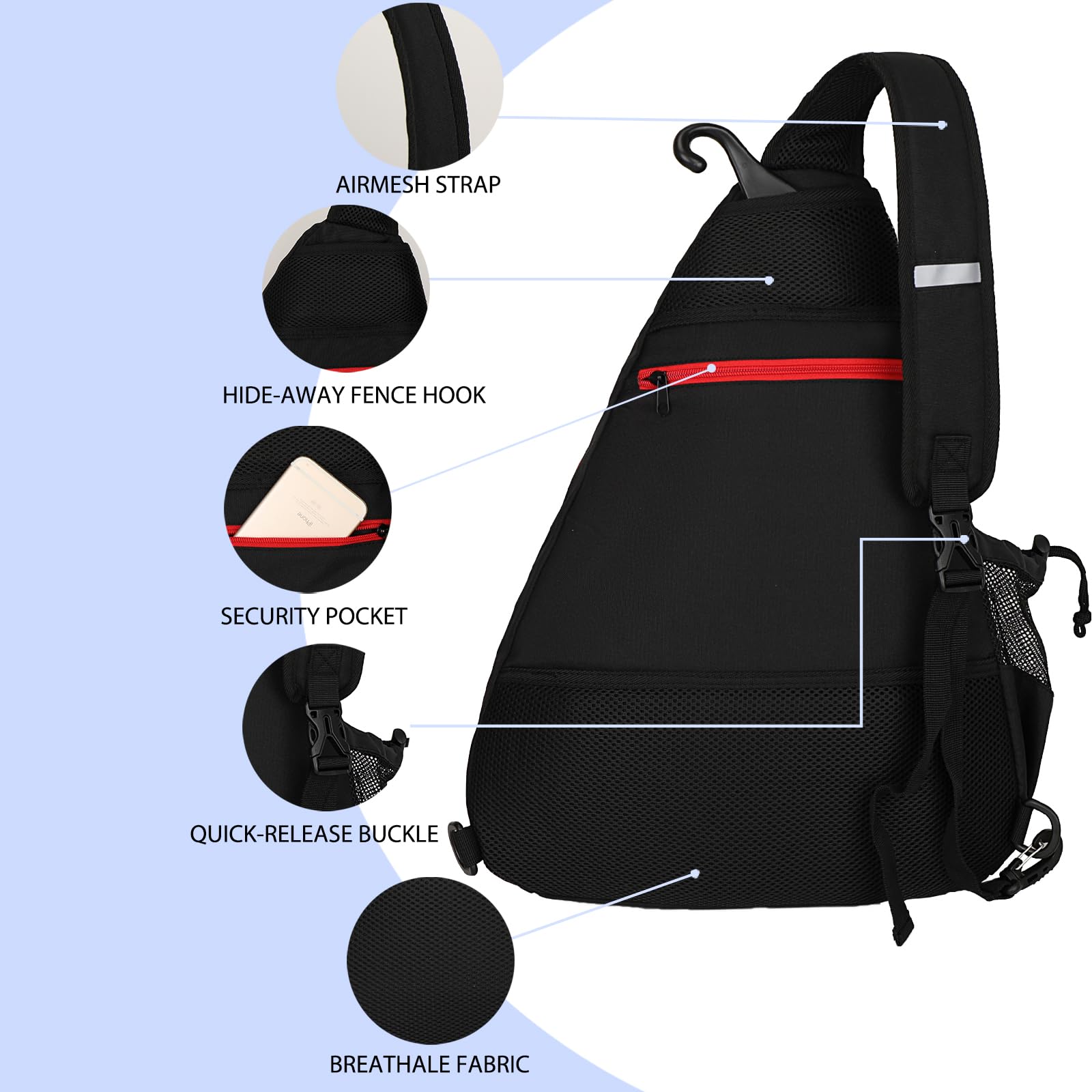 Goloni sling worn by player demonstrating lightweight mobility