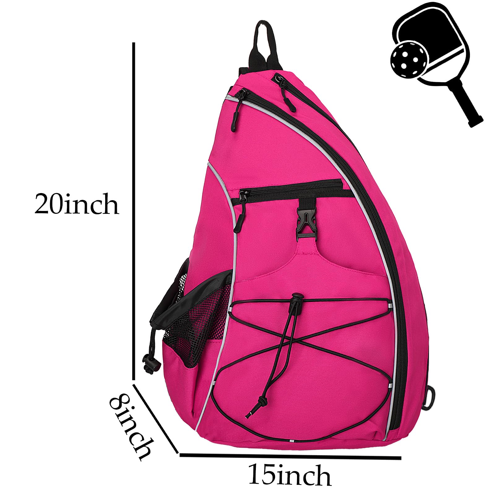 Goloni open bag displaying paddles, balls and large main compartment organization