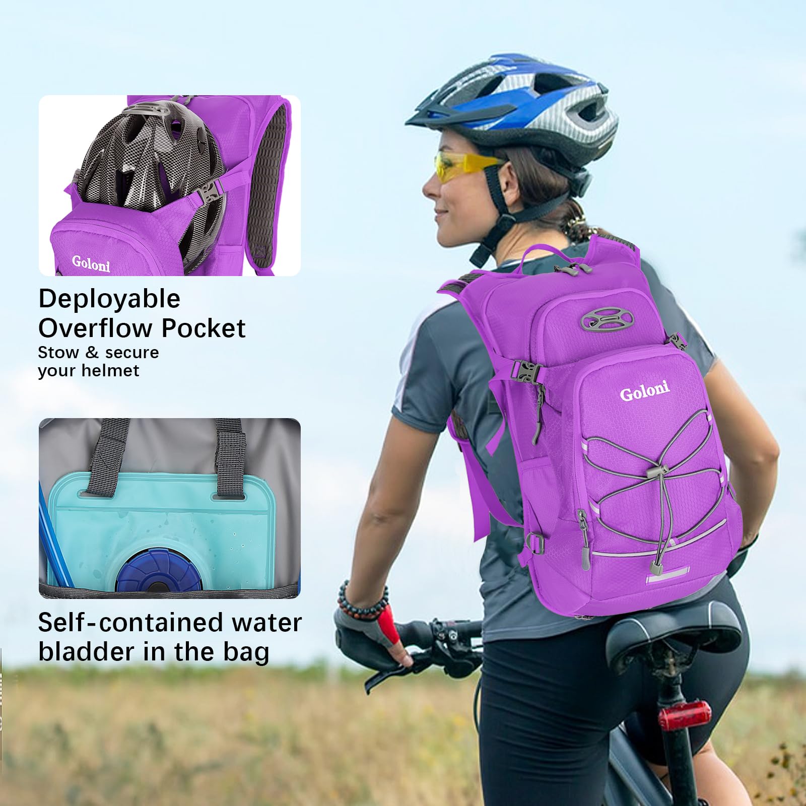 Goloni open pockets and rain cover display keeping gear dry and organized