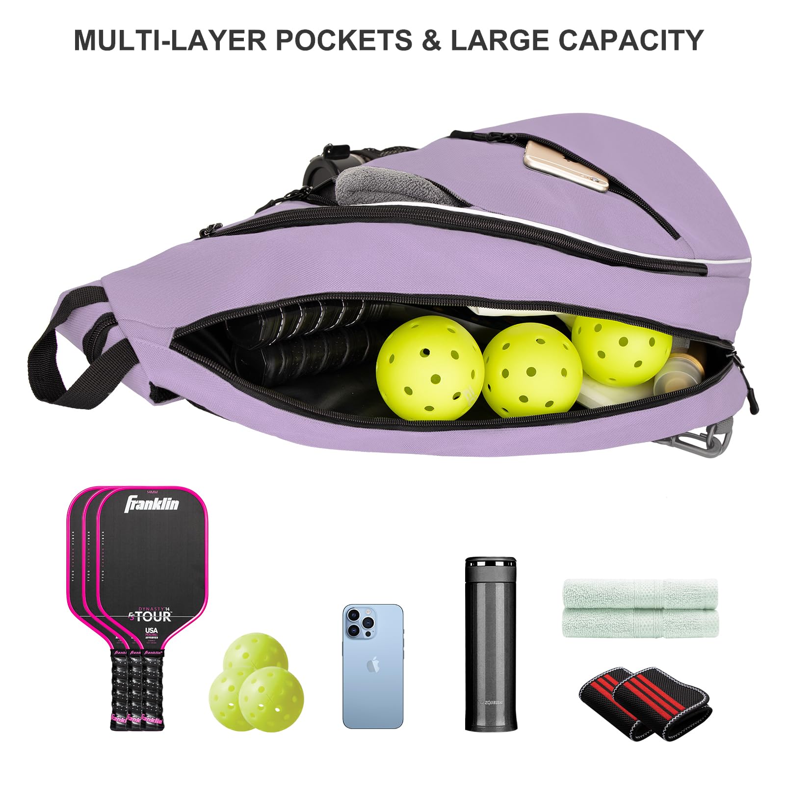 Goloni side pocket with water bottle inserted for easy hydration on court