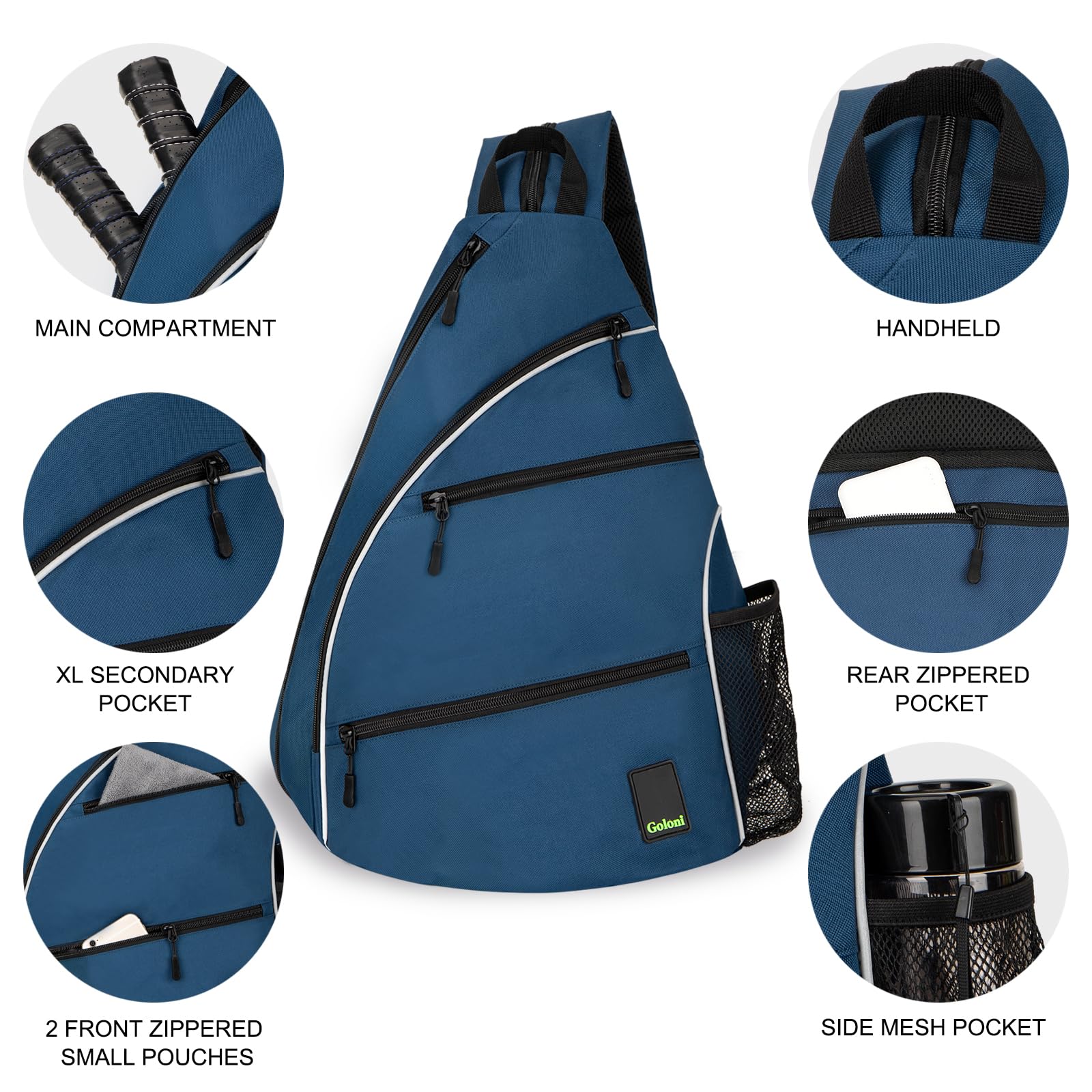 Goloni side water bottle pocket holding a bottle for easy hydration