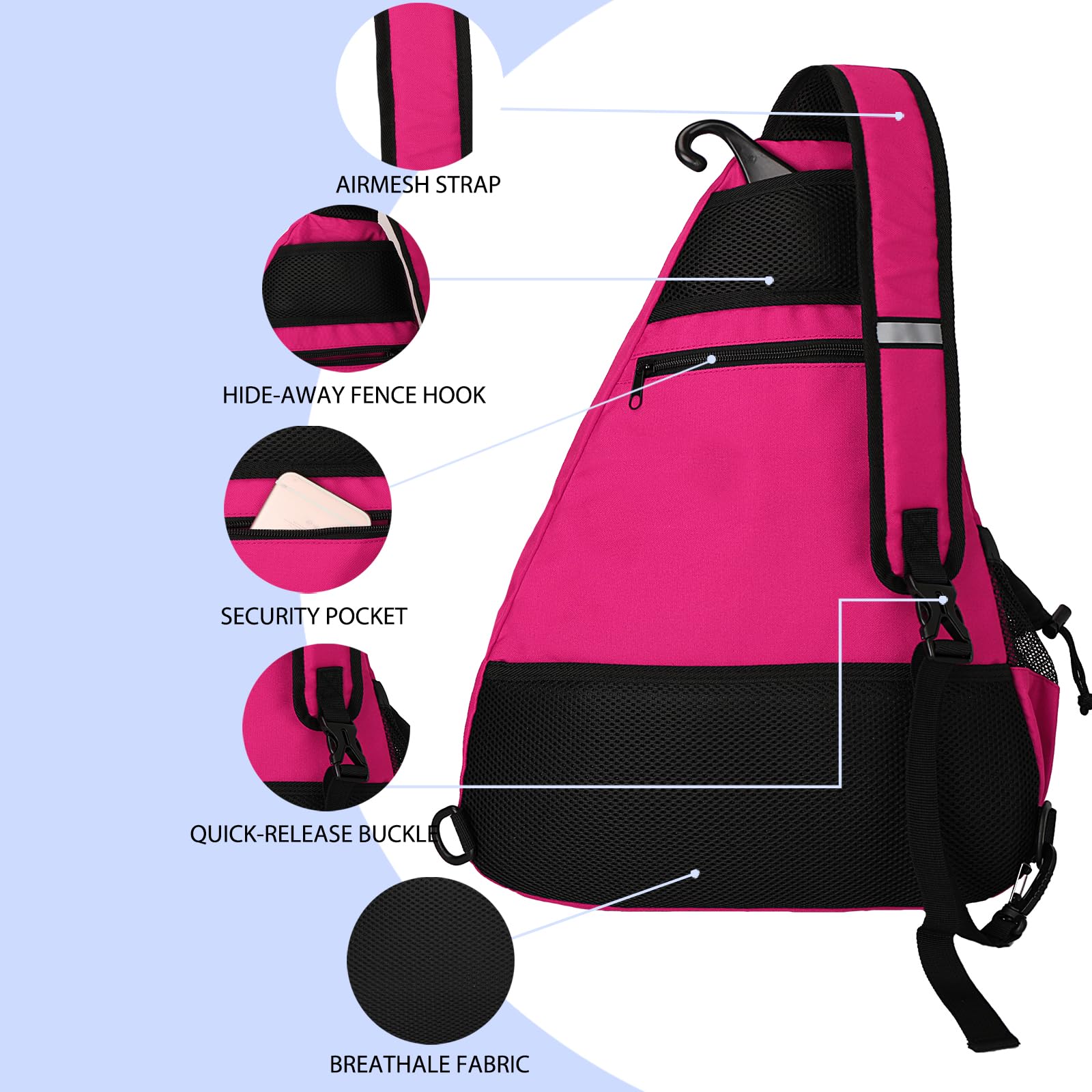 Goloni bag next to tall water bottle showing deep bottle holder and scale