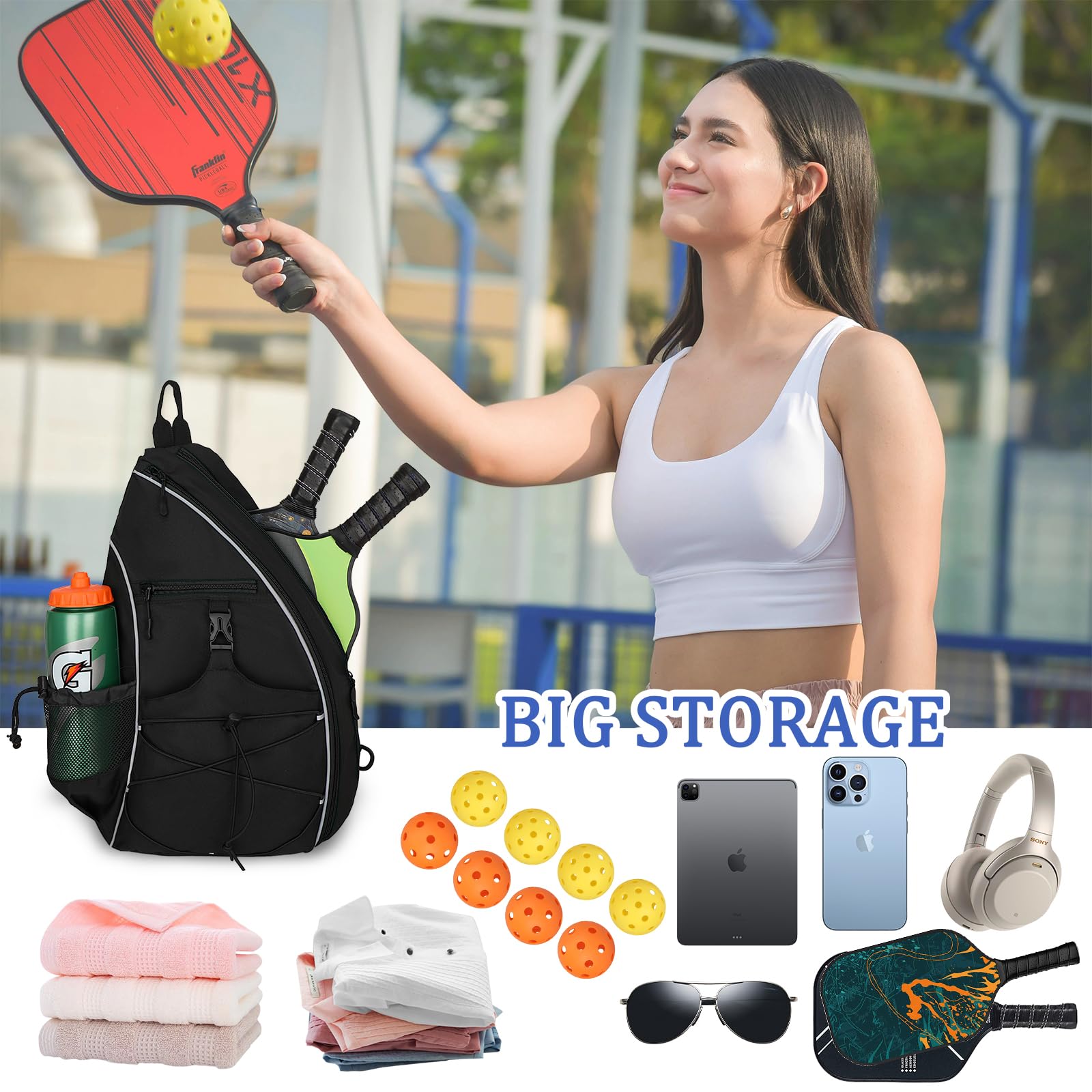 Goloni sling bag close-up of felt-lined phone pocket protecting screen from scratches