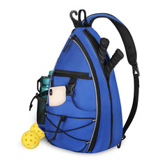 Goloni sling bag front view showing organized pockets and court-ready look