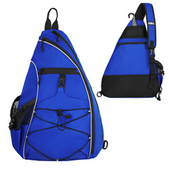 Goloni sling bag open with paddles balls and towel demonstrating large capacity
