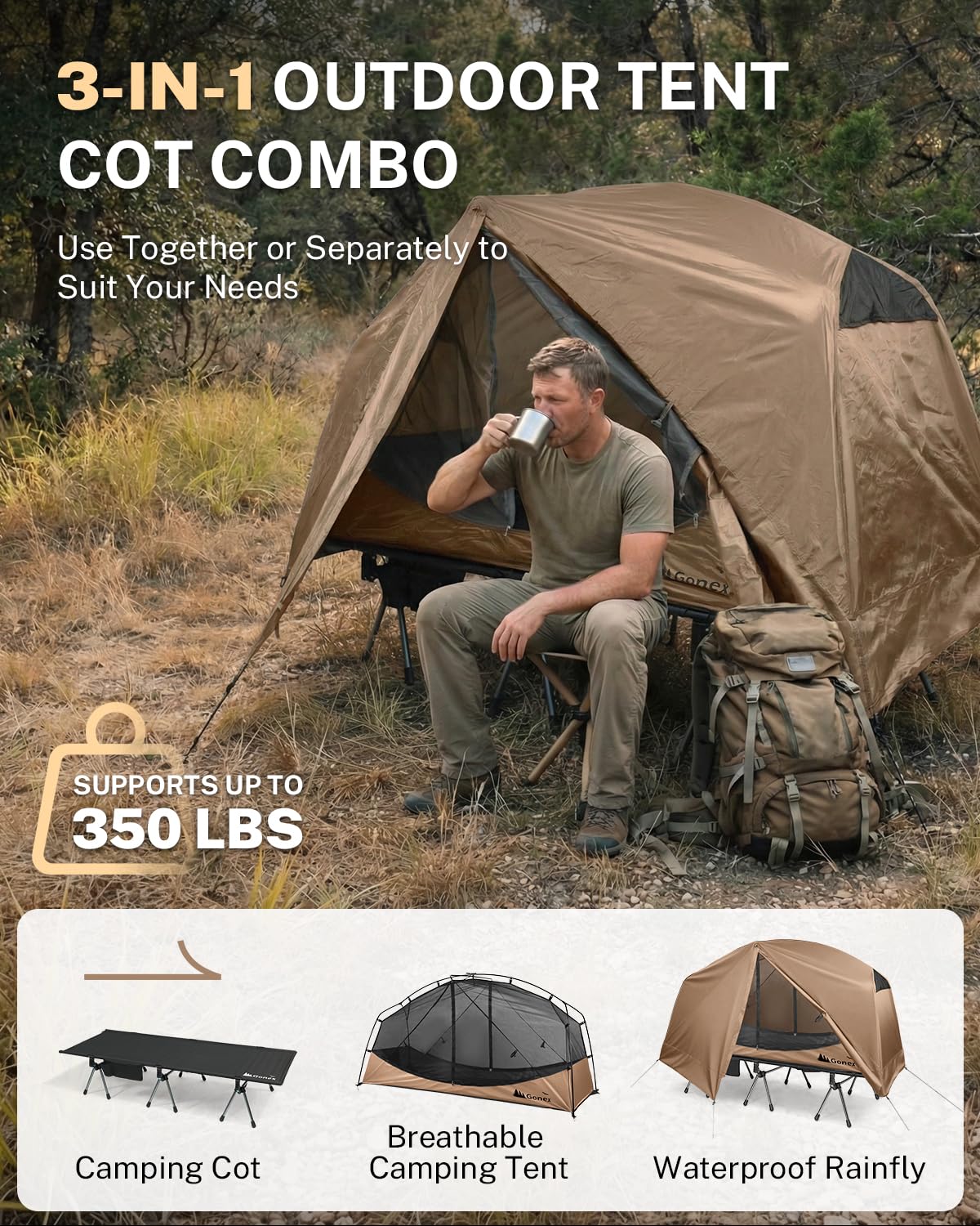 Gonex folded cot packed in carry bag demonstrating compact transport benefit