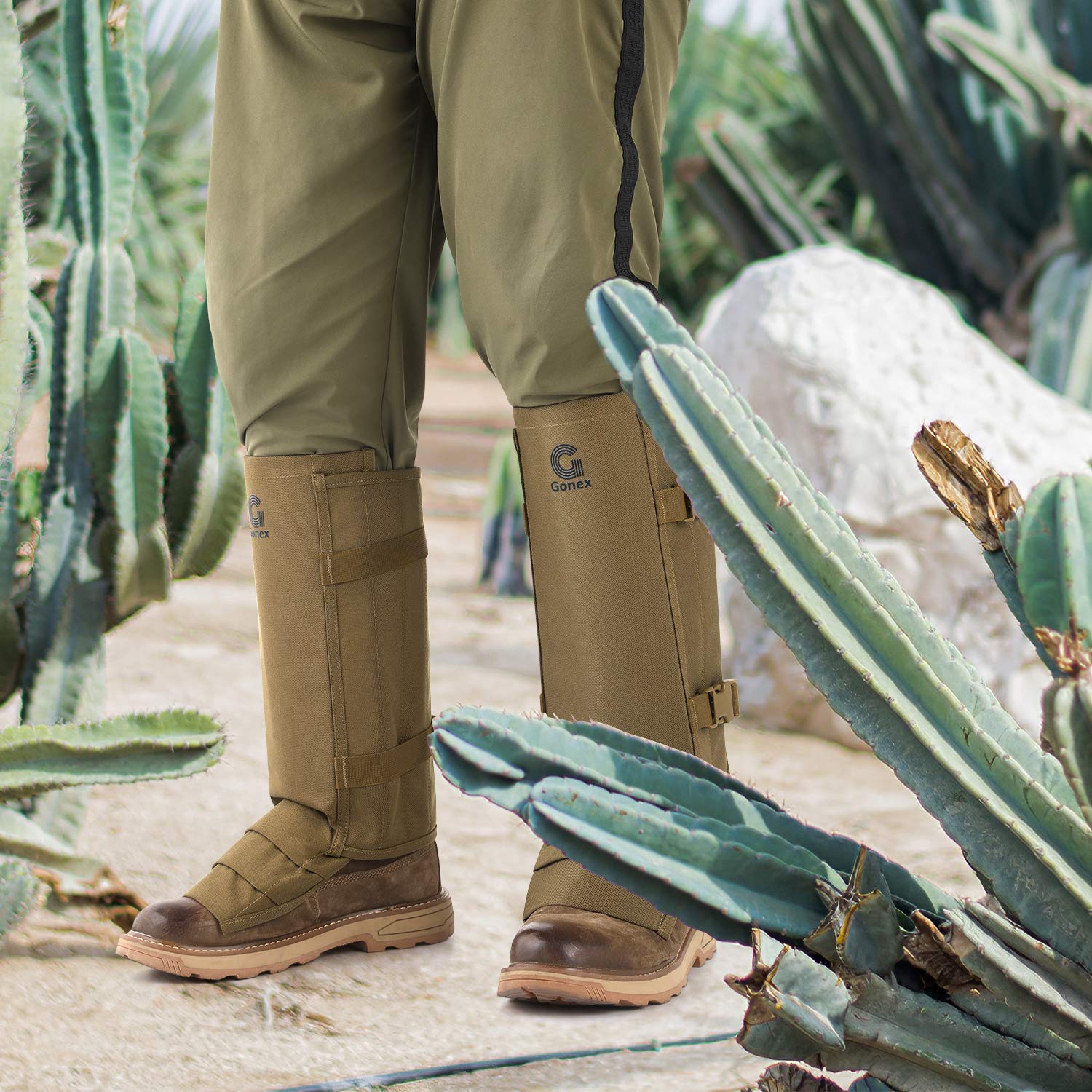 Gonex folded gaiters in storage bag highlighting compactness for travel convenience