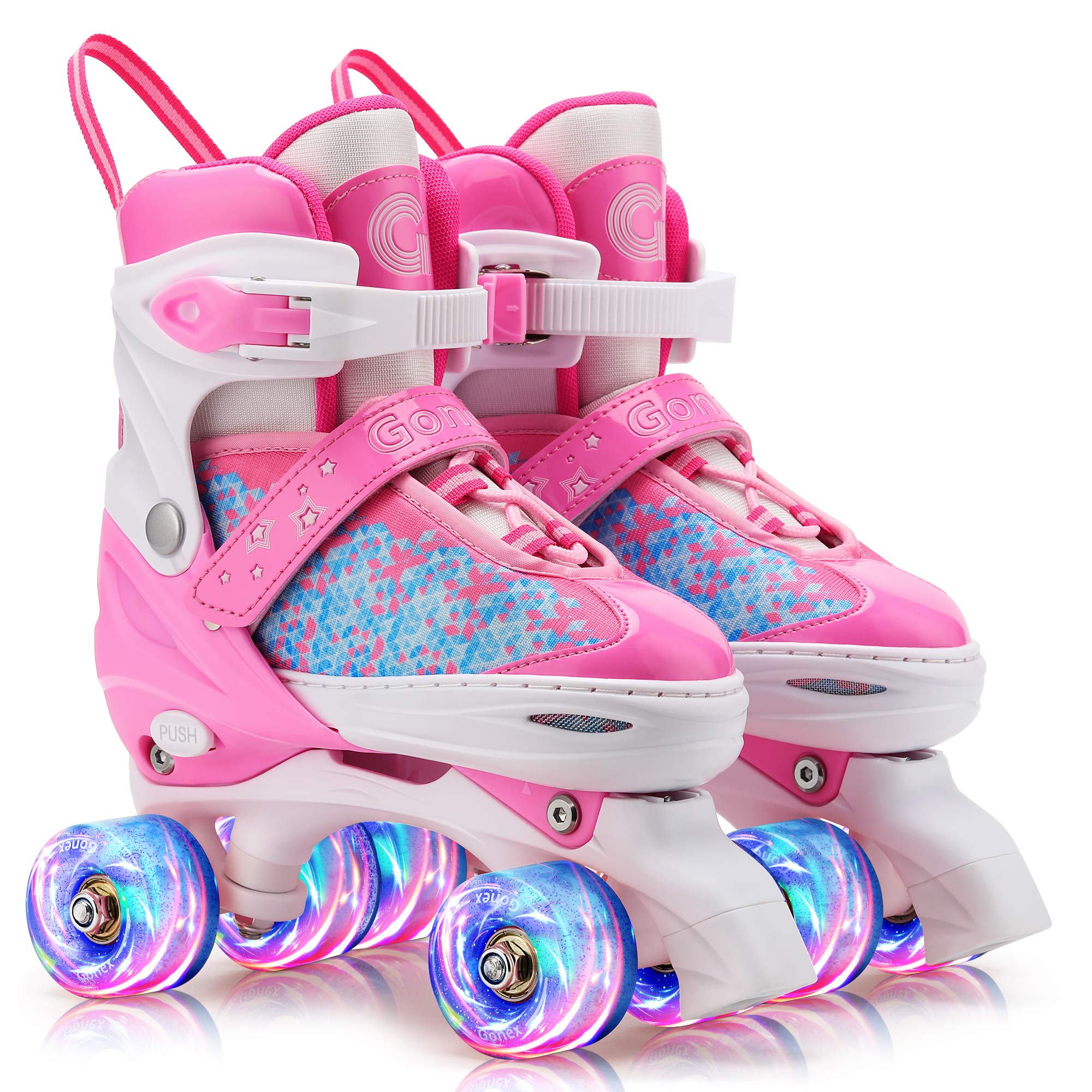 Gonex front view quad skates showing design and balance, ideal for safe learning