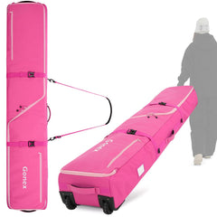 Gonex front view of pink rolling snowboard bag showing protection and mobility