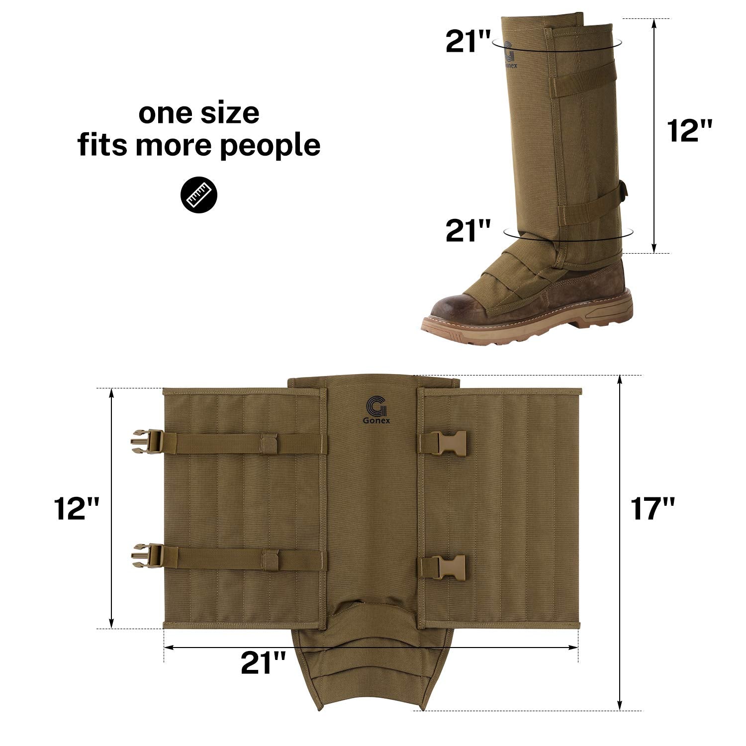 Gonex gaiters worn over hiking boots illustrating compatibility with outdoor footwear