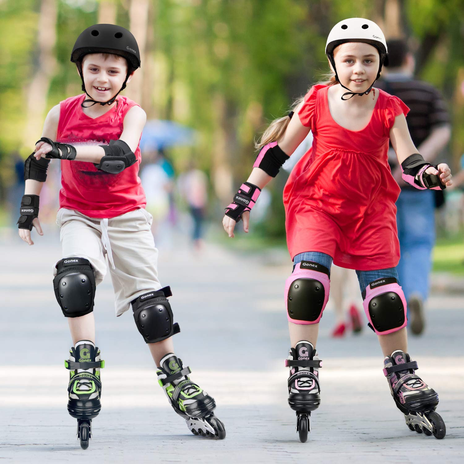 Gonex skates in park lifestyle scene promoting active outdoor play