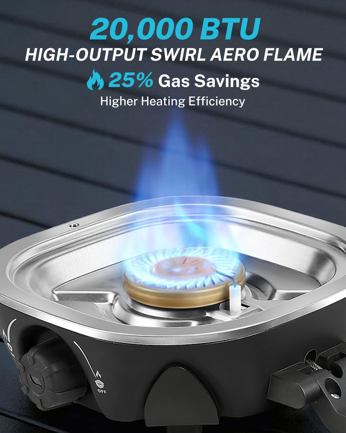 Gonex folded compact stove in a hand for easy transport and space saving