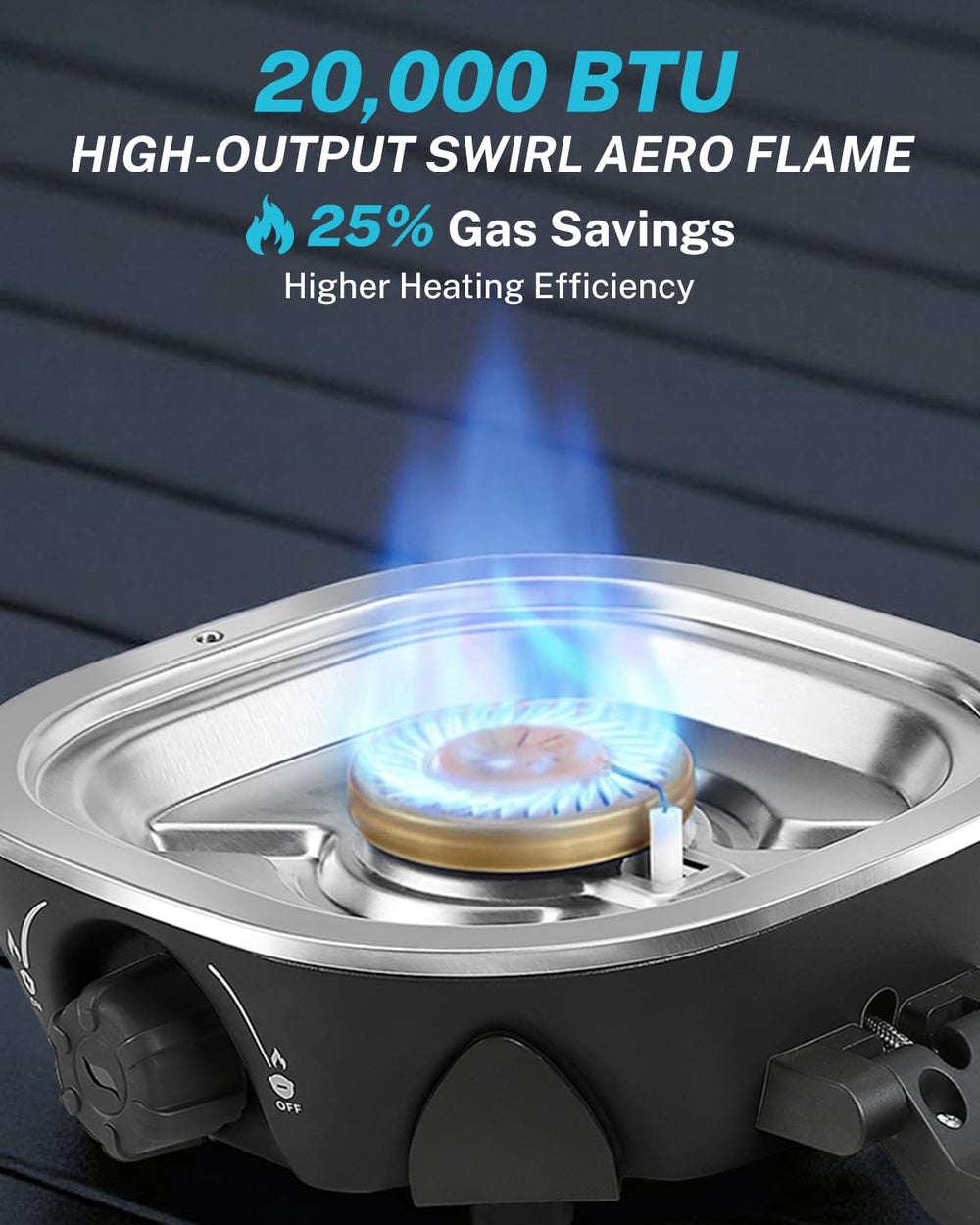 Gonex folded compact stove in a hand for easy transport and space saving