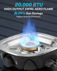 Gonex folded compact stove in a hand for easy transport and space saving