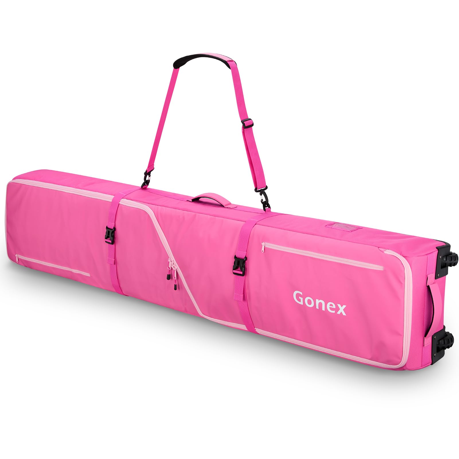 Gonex bag configured for skis and snowboard showcasing interior organization