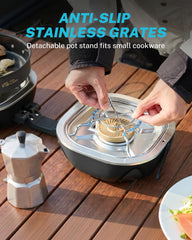Gonex stainless steel base detail demonstrating heat resistance and easy cleaning