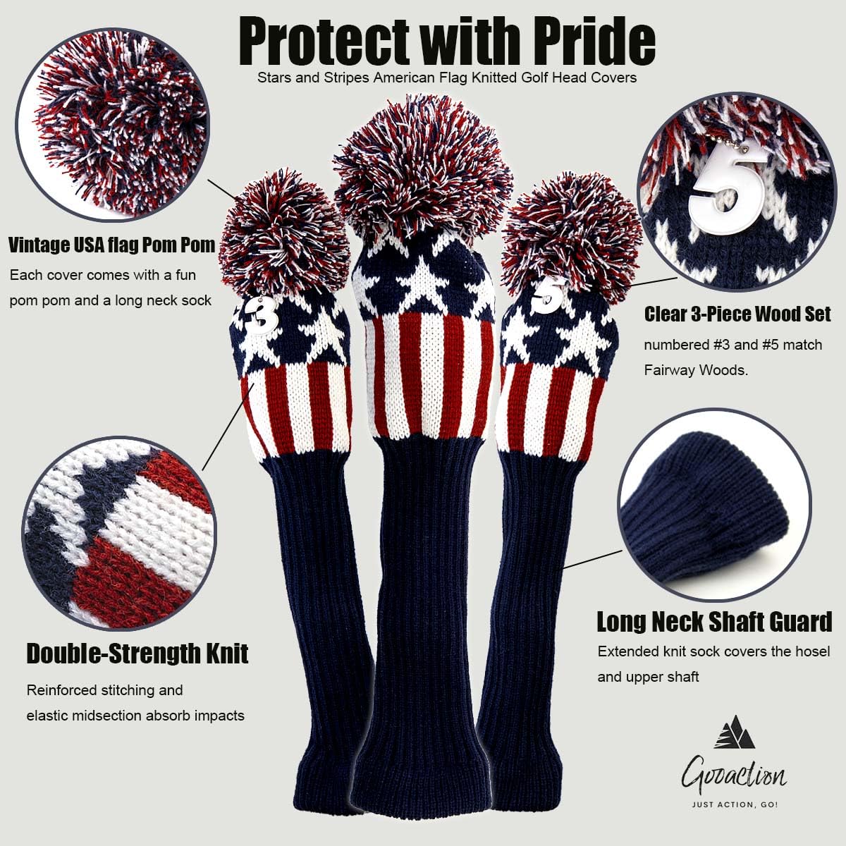 GOOACTION close-up knit texture and pom-pom showing durable cushioning